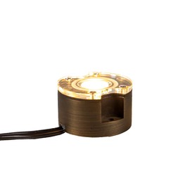 VOLT 12V 1W 2700K Warm White IP67 Watertight 116 Lumen Solid Brass BuddyPro LED Puck Light for Deck, Step or Hardscape Outdoor Lighting