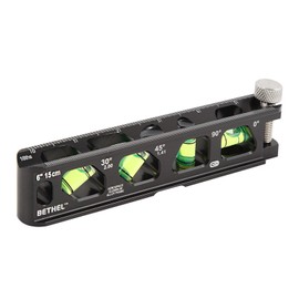 BETHEL 6 Inch Magnetic Torpedo Level with 4 Bubble Vials, V-Groove & Magnetic Rails, Black Aluminum Alloy Construction