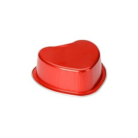 KitchenDance Colored Aluminum Mini 3.5 oz Heart Shaped Dessert Pans (50, Red)