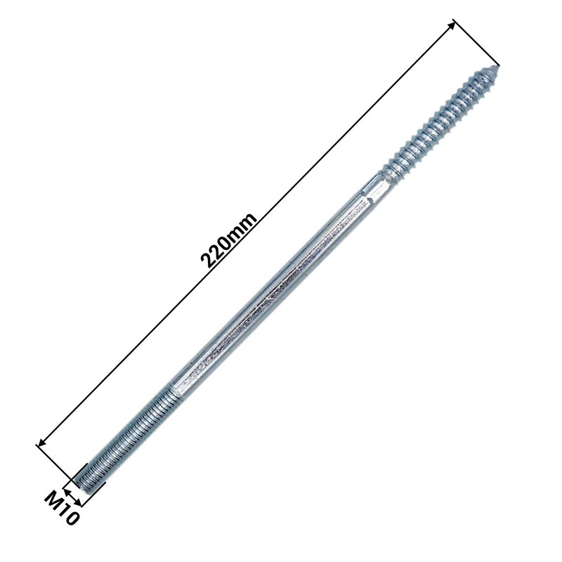 SKIR'CO (4 pcs) Zinc Plated Hanger Bolts M10 x 220