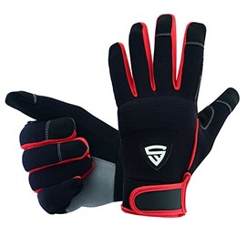 Swift Wear Mechanic Utility Work Gloves Mens & Women Safety Working Touch Screen Comfortable Breathable Gardening (Red, Large)