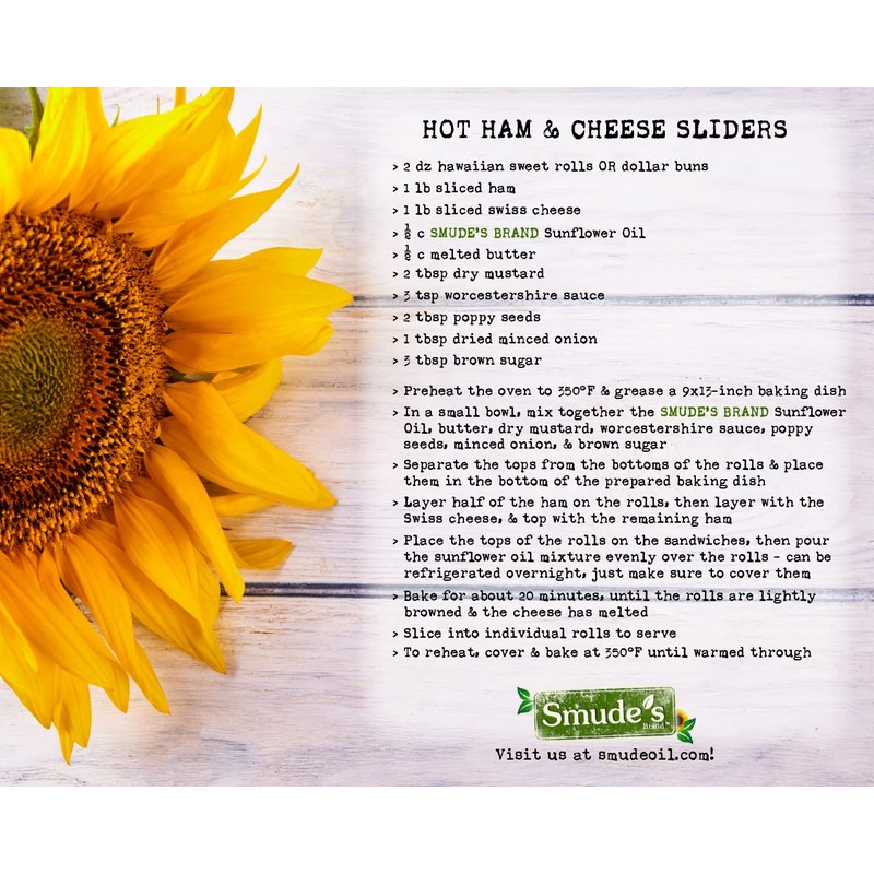 Smude's Brand Cold Pressed Sunflower Oil – 1 Gallon (128