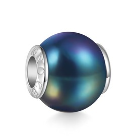 GNOCE Classic Mocha Bead Charm 925 Sterling Silver Charm Fit All Major Brands of Bracelet/Necklace, Silver