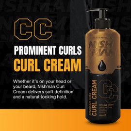 NISHMAN Curl Cream 200ml for Men – Defining Hair Cream for Curly & Wavy Hair - Leave-In Conditioning Styling Product - Anti-Frizz Smoothing Cream for Prominent Curls