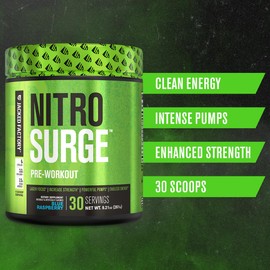 Jacked Factory Jacked Factory NITROSURGE Pre Workout Supplement (Cherry Limeade) Creatine Monohydrate Powder (150g) for Muscle Growth, Increased Strength, Enhanced Energy
