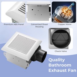 COSTWAY Bathroom Exhaust Fan, Ceiling Mount Ventilation Fan with Galvanized Sheet Housing, 4 Inch Duct Connector, 80 CFM 1.5 Sones Quiet Bath Vent Fan for Home, White