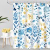 MAYZUS Blue Yellow Floral Shower Curtain 60x72, Cute Flower Fabric