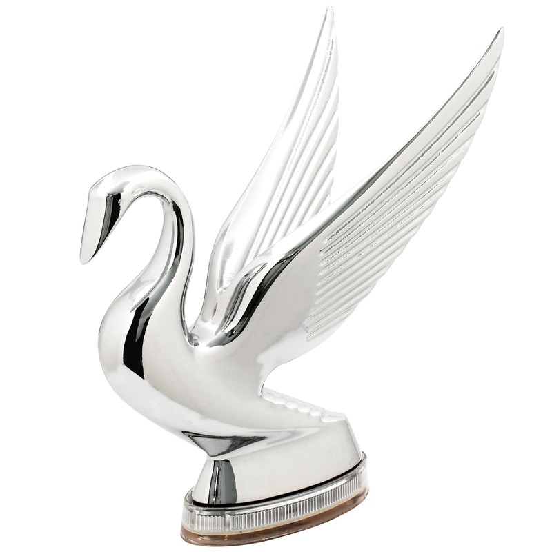 GG Grand General 47981 Chrome Swan Hood Ornament with Amber/Clear