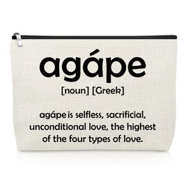 Greece Lover Gifts Agape Definition Makeup Bag Inspirational Greek Gifts for Women Friend Girlfriend Greek Art Cosmetic Bag Christmas Birthday Presents Greece Trip Presents Travel Zipper Pouch