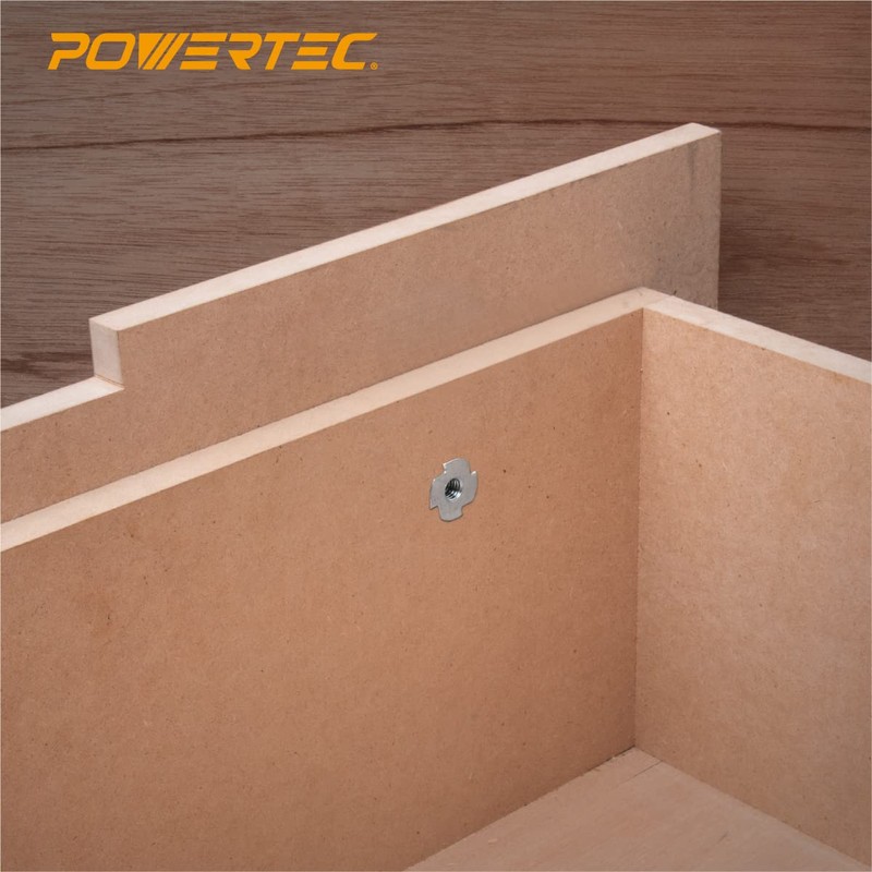 POWERTEC 1/4-20 T Nuts, 50 Pcs | 4 Pronged Tee