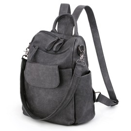 UTO Women Travel Backpack for Mother Mum Ladies Laptop Rucksack Handbag Synthetic Leather Two-Tone Grey