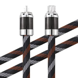 Audiocrast HiFi Power Cord, 4.9FT/1.5M, 15MM, 125V 15A, Copper Shielding, OFC Conductor, Hi-End Audio AC Power Cable, Audiophile Power Wire with US Plug+IEC C15 Connector