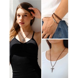 U7 Unisex Necklace 2 mm / 3 ,m, Black, Brown, Braided Wax Chain, Faux Leather Chain, Stainless Steel Clasp, Trendy Simple Fashion Jewellery For Men and Women 41 cm / 46 cm / 51 cm / 55 cm / 61 cm / 66 cm / 71 cm / 76 cm, Stainless Steel