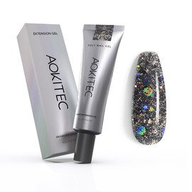 Aokitec 60ml Poly Gel for Nail Extensions Quick Building UV Nail Gel Nail Enhancement Manicure Salon and DIY Nail Art Decoration for Beginners,Professionals and Nail Art Lovers(Diamond Black)