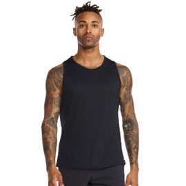 2XU Men's Aero Sleeveless Tank - Lightweight Quick-Drying Running Top - Black/Silver Reflective - Size Small