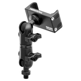 Tackform Black Motorcycle Phone Holder - 20MAXX Spring Cradle | Mirror Hole Mount - M10 x 1.25 Reverse Fine Threaded 20mm Ball | Aluminum | Compatible with iPhones, Galaxy Devices, More | 3.5" Arm