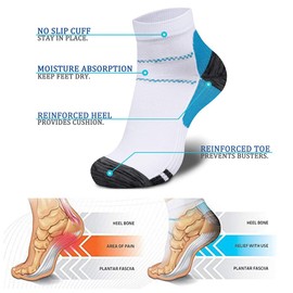 5 Pairs Compression Socks for Women Men Low Cut Running Socks for Athletic Support Travel Nurses Hiking (Large-X-Large, Blue)