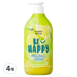 Happy Bath Smile Body Wash Wellness Lime & Citron, 900g, 4 packs / 해피바스 스마일 바디워시 웰니스 라임 앤 시트론, 900g, 4개