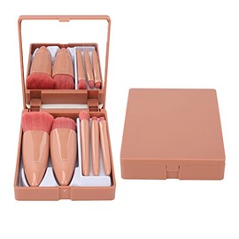 Juego de Brochas de Maquillaje con Espejo y Almacenamiento, Kit Compacto para Viajes, Incluye Pinceles para Ojos y Corrector