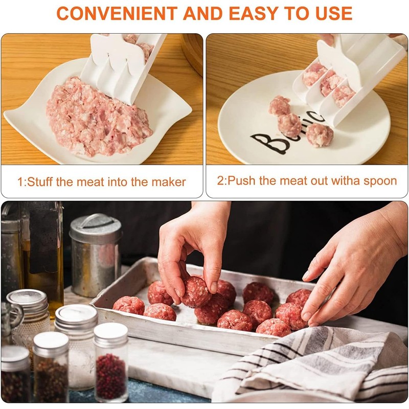 1Set White Kitchen Triple Meatball Maker, Creative Meat Ball Scoop