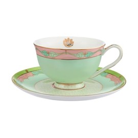 Maxwell & Williams Wicked Pink Goes Good with Green Footed Cup and Saucer in Elphaba Gift Box, 200 ml Capacity, Green