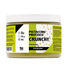 EATALIAN by AMZ BETTER Spreadable Crunchy Pistachio Protein Cream 500 Grams, Pistachio Cream with Grains of Pistachio, Protein Paste, Sweet Taste, Ideal on Bread and for Filling Cakes, Made in Italy