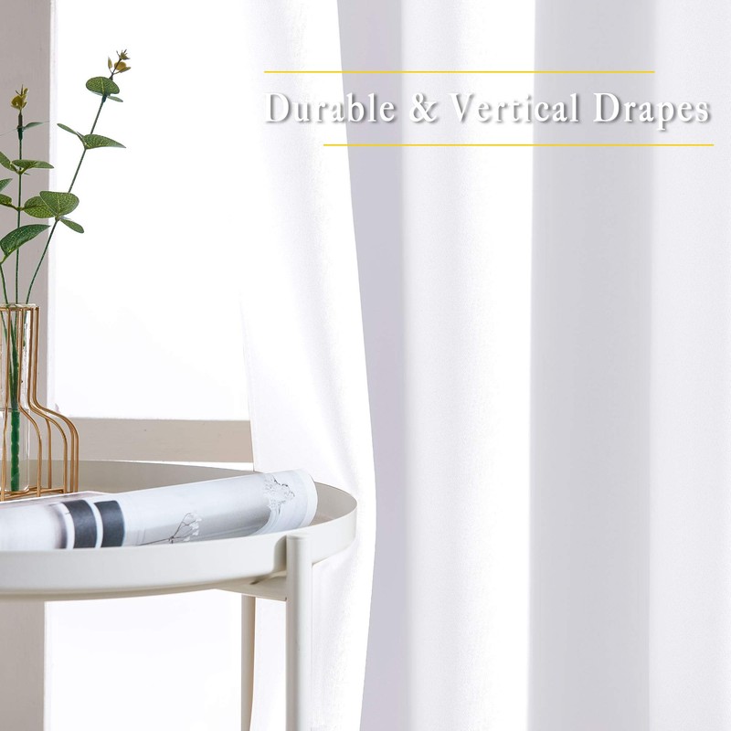 NICETOWN White Short Window Curtains for Windows 50 inch Long