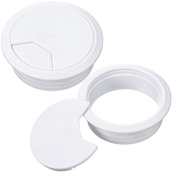 2 Pieces Desk Grommet, Desk Cable Wire Grommet Cord, PC Computer Desk Plastic Grommet, Tidy Wire Hole Cover Wire Organizers, 60 mm/ 2.36 Inch Mounting Hole Diameter (White)