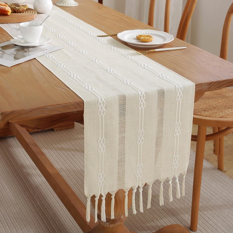 Cenebonxy Rustic Boho Table Runner, Farmhouse Table Runners 36 Inches