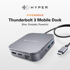 HyperDrive Dual Monitor Thunderbolt Docking Station - Portable Thunderbolt 3 Dock with 7 Ports - Slim, Portable, Powerful
