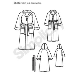 Simplicity Easy-to-Sew 3575 Bathrobe Sewing Pattern for Adults and Children, XS-L and XS-XL
