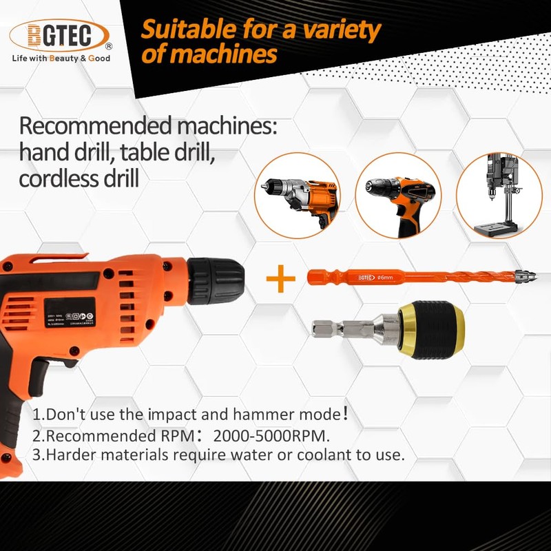 BGTEC Serrated Carbide Masonry Drill Bit Set - 10PCS 1/4"