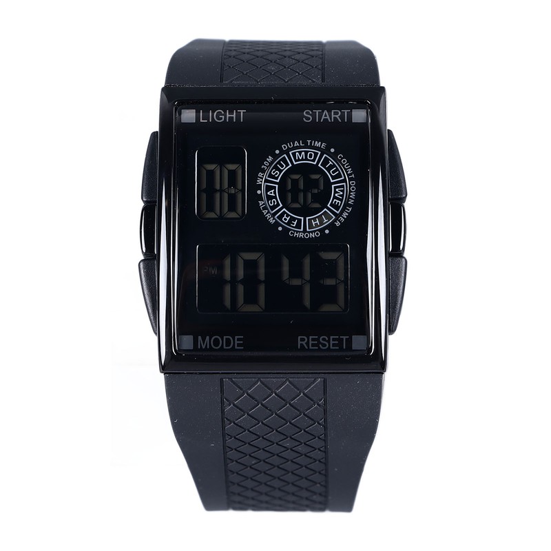 Digital Sport Watch Waterproof Stopwatch PU Leather Strap LED Luminous