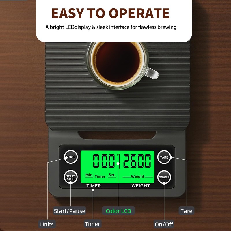 YONCON Coffee Scale with Timer - 0.1g Accurate, 3kg Drip