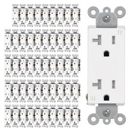 CML 20 Amp Decorator Receptacle Outlet with Tamper Resistant (TR), Standard Electrical Wall Outlet, 20A/125V, UL Listed, White, 50 Pack