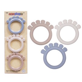 Baby Silicone Teething Ring Toys for 0-6,6-12 Months Boys and Girls,Chew Teether Stuff for Infant,Newborn Must Have Essentials,BPA Free,Soft and Textured. (Gray)
