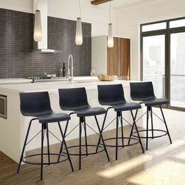 annjoe Swivel Bar Stools Metal Counter Height Stools Plastic Seat Chairs Set of 4 for Indoor Outdoor Home Kitchen Business (26" Black)