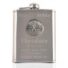 Mens 21st Birthday Stainless Steel Engraved Hip Flask with Solid