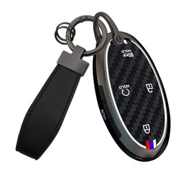 Funda de 5 botones con patrón de carbono para llave de coche, compatible con Hyundai 2026 Ioniq 9 Kona Elantra 2025 2024, Sonata Santa fe, carcasa de metal para llave de coche, color negro