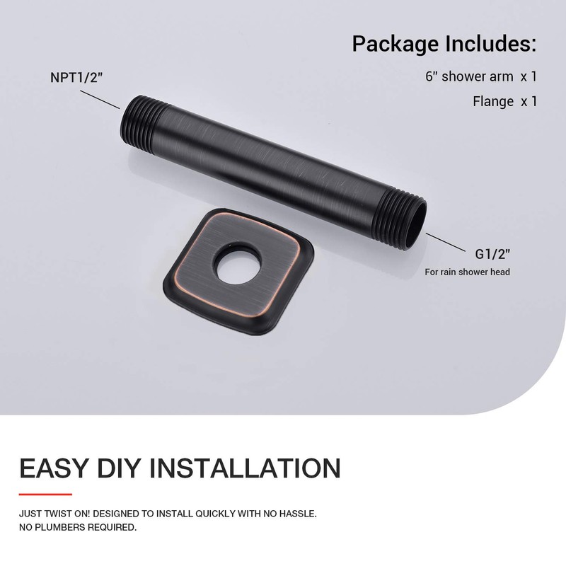 TRUSTMI Shower Arm with Flange Ceiling Mounted 6 Inch Rainfall