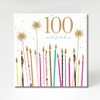 100th Birthday Card, Blank Inside,Contemporary Candles and Sparklers illustration with