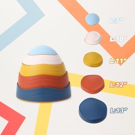 Balance Stepping Stones for Kids - romrex 5pcs Vibrant and Nature-Themed Balance Stones to Encourage Toddler Balance & Gross Motor Skills with Rubber Bottom and Embossed Surface