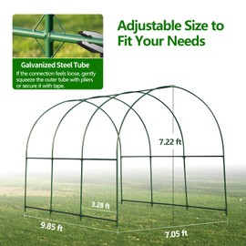 SmarketBuy Large Garden Support Arch Frame for Climbing Plants, 9.85 x 7.05 x 7.22 ft Heavy Duty Plant Climbing Arbor Arch, Multi-Purpose Support Frame for Vines, Weddings & Backyard Decoration