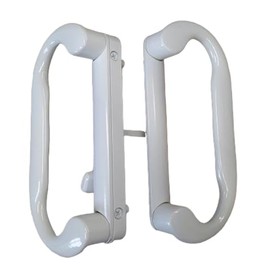 Roto Interlock Sliding Patio Glass Door 7.5" White Handle Set Replacement - Interior and Exterior Handles with Screws with a 4-15/16" Hole Spacing - Fix and Repair Door Hardware - White