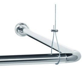 Libaro Shower Rod Support 1.50 M Ceiling Mounted Rod in Brass and Stainless Steel Ino