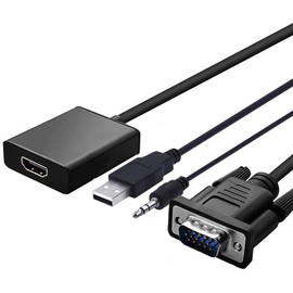 VGA to HDMI Adapter with Audio,1080P VGA to HDMI Adapter Male to Female Cable for Computer, Desktop, Laptop, PC, Monitor, HDTV (PC VGA Source Output to TV/Monitor with HDMI Connector)