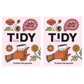 Tidy Tea, Delhi Decaf, 2 x 15 Plastic Free Pyramid Tea Bags, an Everyday Classic Decaffeinated Black Tea