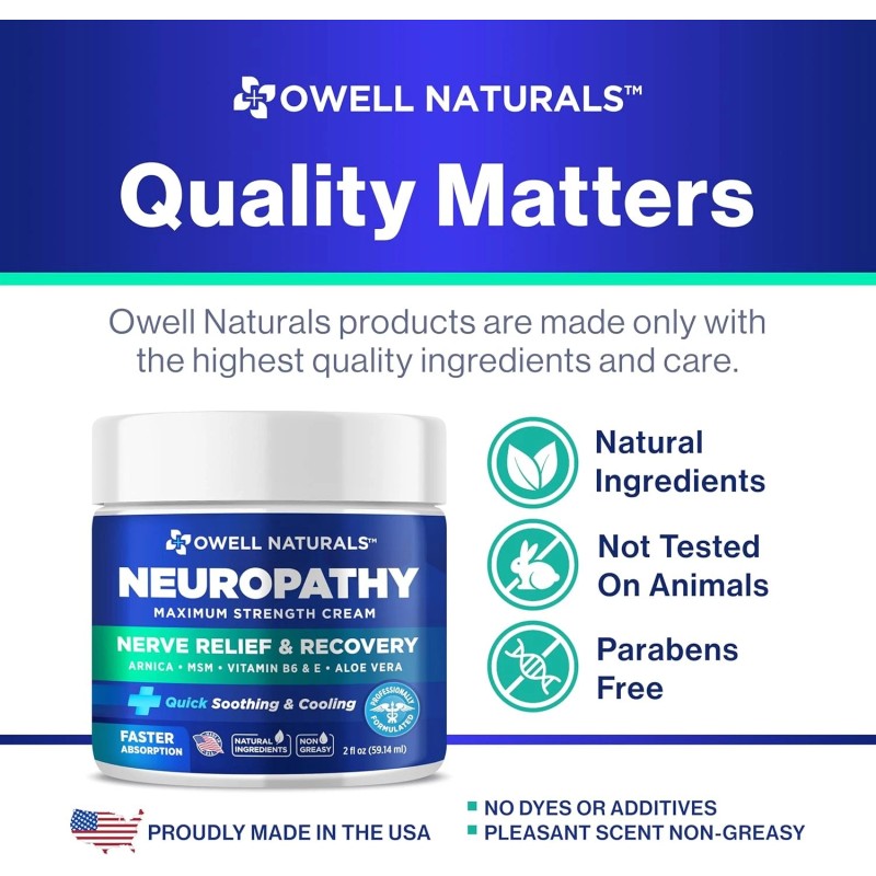 OWELL NATURALS Neuropathy Cream Extra Strength Nerve Relief Cream for