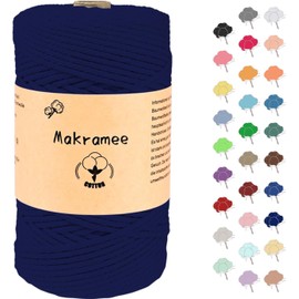Uvolo 3 mm x 200 m Macrame Yarn, Cotton Yarn, Macrame Cord for Crafts, Plant Hangers - Dark Blue