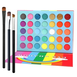 35 Colors High Pigmented Eyeshadow Palette Glitter Professional Eye Shadow Matte Pearl Makeup Palette Colorful Powder Eye Shadow Long Lasting Shimmer Eyeshadow Makeup Pallet with Brush B